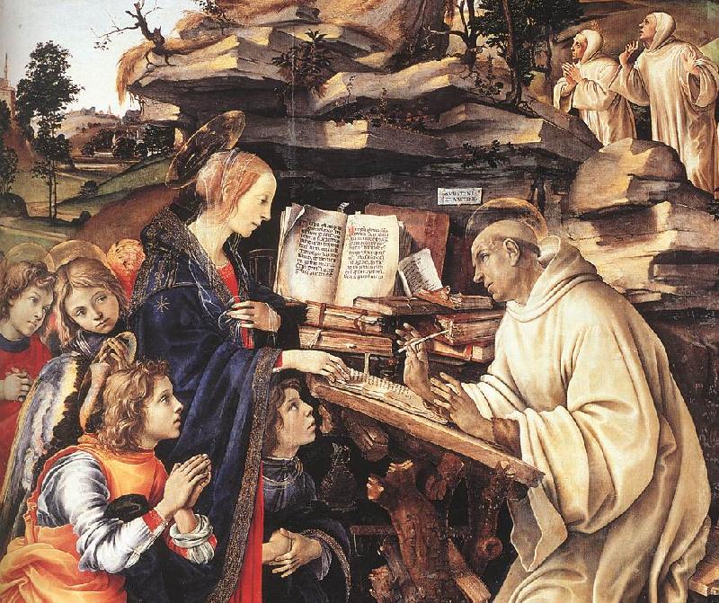 LIPPI, Filippino Apparition of The Virgin to St Bernard (detail) sg Sweden oil painting art